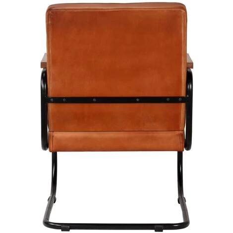 YOUTHUP Fauteuil Marron Clair Cuir Véritable - Brun 7 YOUTHUP Fauteuil Marron Clair Cuir Véritable - Brun – Image 5