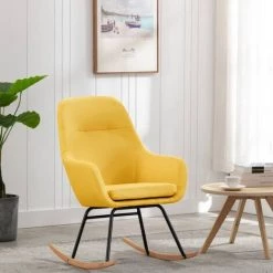 YOUTHUP Chaise à Bascule Jaune Moutarde Tissu - Jaune