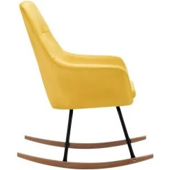 YOUTHUP Chaise à Bascule Jaune Moutarde Tissu - Jaune -Pas Cher Fauteuil Magasin 51873467 5