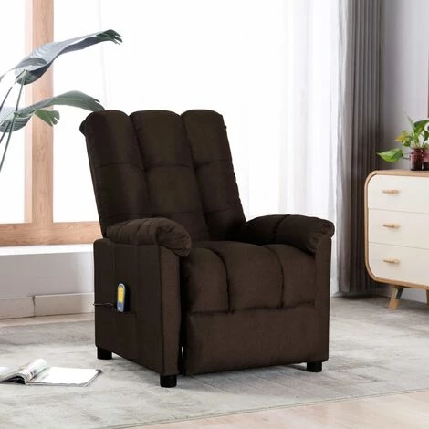 YOUTHUP Fauteuil Inclinable De Massage Marron Foncé Tissu - Brun 3 YOUTHUP Fauteuil Inclinable De Massage Marron Foncé Tissu - Brun
