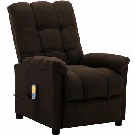 YOUTHUP Fauteuil Inclinable De Massage Marron Foncé Tissu - Brun 4 YOUTHUP Fauteuil Inclinable De Massage Marron Foncé Tissu - Brun – Image 2