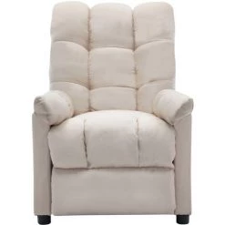 YOUTHUP Fauteuil Inclinable De Massage Crème Tissu - Crème -Pas Cher Fauteuil Magasin 51873497 3