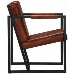 YOUTHUP Fauteuil Marron Cuir Véritable - Brun -Pas Cher Fauteuil Magasin 51874297 3