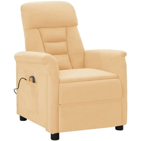 YOUTHUP Fauteuil Inclinable De Massage Crème Similicuir Daim - Crème 3 YOUTHUP Fauteuil Inclinable De Massage Crème Similicuir Daim - Crème