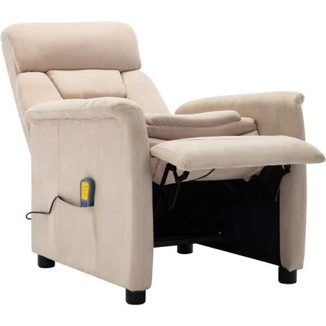 YOUTHUP Fauteuil Inclinable De Massage Crème Similicuir Daim - Crème 5 YOUTHUP Fauteuil Inclinable De Massage Crème Similicuir Daim - Crème – Image 3