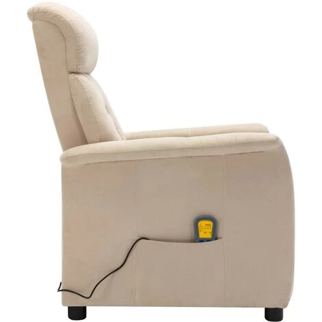 YOUTHUP Fauteuil Inclinable De Massage Crème Similicuir Daim - Crème 7 YOUTHUP Fauteuil Inclinable De Massage Crème Similicuir Daim - Crème – Image 5
