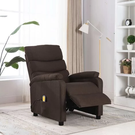 YOUTHUP Fauteuil Inclinable De Massage Marron Tissu - Brun 3 YOUTHUP Fauteuil Inclinable De Massage Marron Tissu - Brun