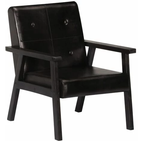 YOUTHUP Fauteuil Noir Cuir Véritable - Noir 3 YOUTHUP Fauteuil Noir Cuir Véritable - Noir