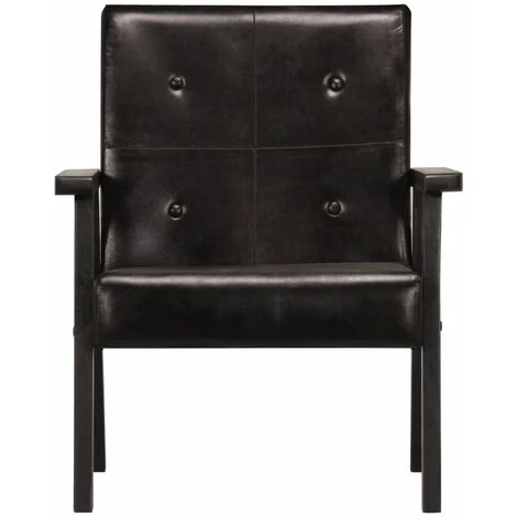 YOUTHUP Fauteuil Noir Cuir Véritable - Noir 4 YOUTHUP Fauteuil Noir Cuir Véritable - Noir – Image 2