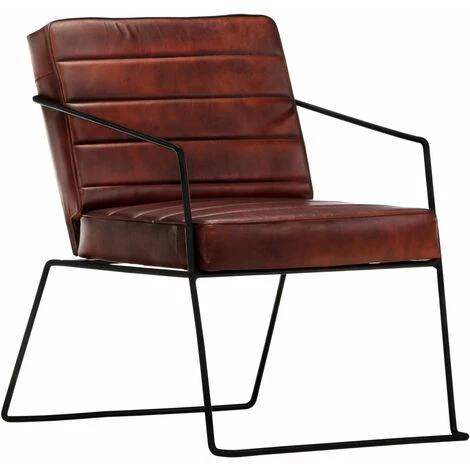YOUTHUP Fauteuil Marron Foncé Cuir Véritable - Brun 3 YOUTHUP Fauteuil Marron Foncé Cuir Véritable - Brun
