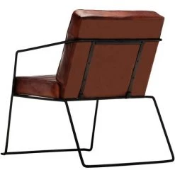 YOUTHUP Fauteuil Marron Foncé Cuir Véritable - Brun 9 YOUTHUP Fauteuil Marron Foncé Cuir Véritable - Brun -Pas Cher Fauteuil Magasin 51878422 3