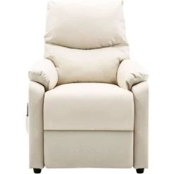 YOUTHUP Fauteuil Inclinable De Massage Crème Tissu - Crème -Pas Cher Fauteuil Magasin 51886537 5