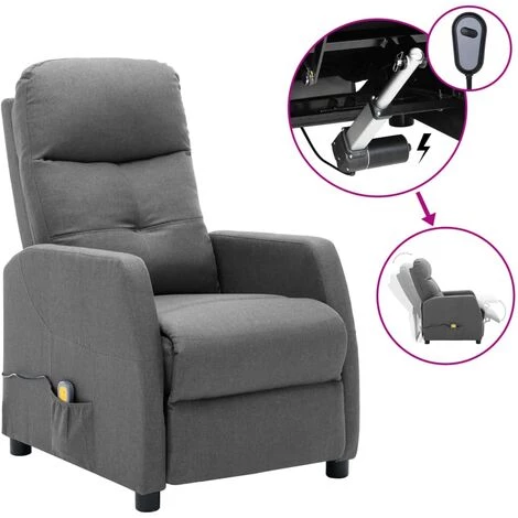 YOUTHUP Fauteuil Inclinable électrique De Massage Gris Clair Tissu - Gris 3 YOUTHUP Fauteuil Inclinable électrique De Massage Gris Clair Tissu - Gris