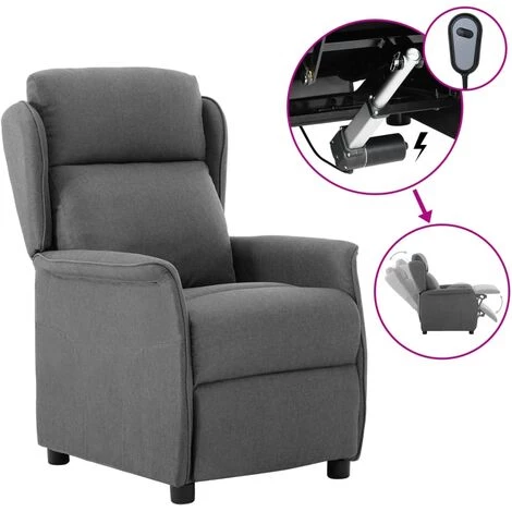 YOUTHUP Fauteuil Inclinable électrique Gris Clair Tissu - Gris 3 YOUTHUP Fauteuil Inclinable électrique Gris Clair Tissu - Gris