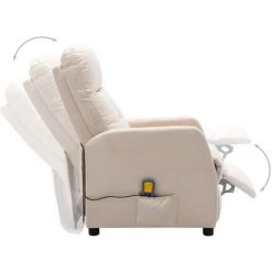 YOUTHUP Fauteuil Inclinable électrique De Massage Crème Tissu - Crème -Pas Cher Fauteuil Magasin 51894101 4
