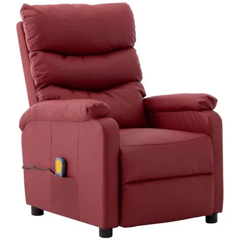 YOUTHUP Fauteuil Inclinable électrique De Massage Bordeaux Similicuir - Rouge 4 YOUTHUP Fauteuil Inclinable électrique De Massage Bordeaux Similicuir - Rouge – Image 2