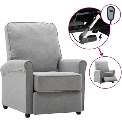 YOUTHUP Fauteuil TV Inclinable électrique Gris Clair Tissu - Gris 3 YOUTHUP Fauteuil TV Inclinable électrique Gris Clair Tissu - Gris