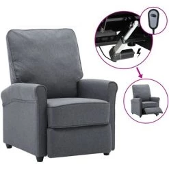 YOUTHUP Fauteuil TV Inclinable électrique Gris Foncé Tissu - Gris