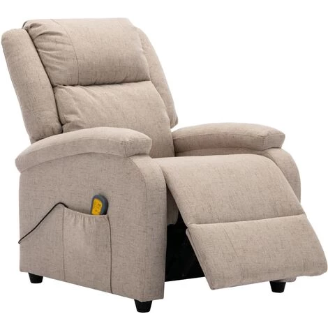 YOUTHUP Fauteuil Inclinable électrique De Massage Crème Tissu - Crème 4 YOUTHUP Fauteuil Inclinable électrique De Massage Crème Tissu - Crème – Image 2