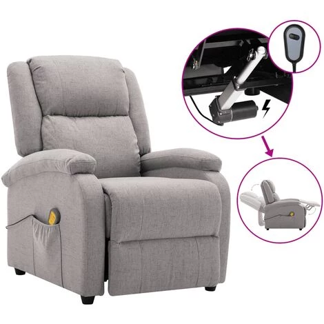 YOUTHUP Fauteuil Inclinable électrique De Massage Gris Clair Tissu - Gris 3 YOUTHUP Fauteuil Inclinable électrique De Massage Gris Clair Tissu - Gris