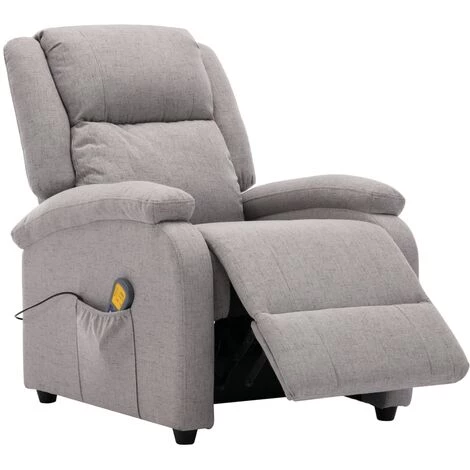 YOUTHUP Fauteuil Inclinable électrique De Massage Gris Clair Tissu - Gris 4 YOUTHUP Fauteuil Inclinable électrique De Massage Gris Clair Tissu - Gris – Image 2
