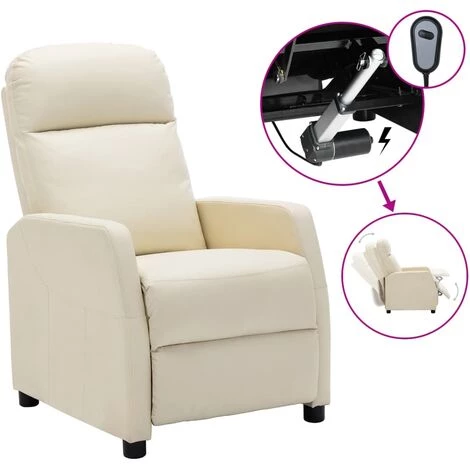 YOUTHUP Fauteuil Inclinable électrique Blanc Crème Similicuir - Crème 3 YOUTHUP Fauteuil Inclinable électrique Blanc Crème Similicuir - Crème