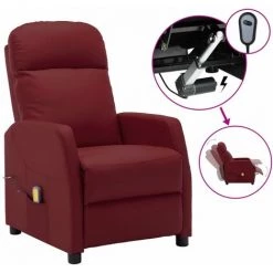 YOUTHUP Fauteuil Inclinable électrique De Massage Bordeaux Similicuir - Rouge