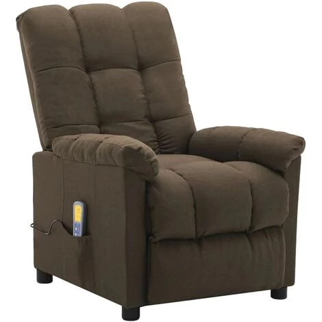YOUTHUP Fauteuil De Massage Inclinable électrique Marron Tissu - Brun 4 YOUTHUP Fauteuil De Massage Inclinable électrique Marron Tissu - Brun – Image 2