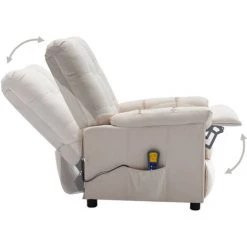 YOUTHUP Fauteuil De Massage Inclinable électrique Crème Tissu - Crème -Pas Cher Fauteuil Magasin 51894183 3