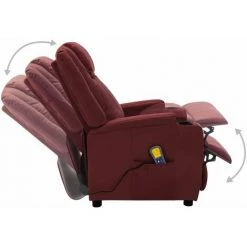 YOUTHUP Fauteuil De Massage Inclinable électrique Bordeaux Similicuir - Rouge -Pas Cher Fauteuil Magasin 51894187 3