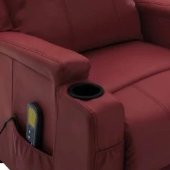 YOUTHUP Fauteuil De Massage Inclinable électrique Bordeaux Similicuir - Rouge -Pas Cher Fauteuil Magasin 51894187 5