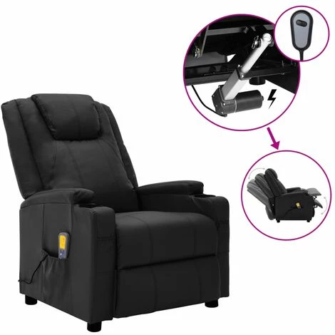 YOUTHUP Fauteuil De Massage Inclinable électrique Noir Similicuir - Noir 3 YOUTHUP Fauteuil De Massage Inclinable électrique Noir Similicuir - Noir