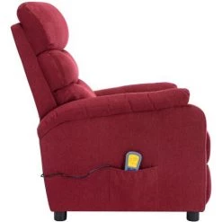 YOUTHUP Fauteuil Inclinable De Massage Rouge Bordeaux Tissu - Rouge -Pas Cher Fauteuil Magasin 51896355 4