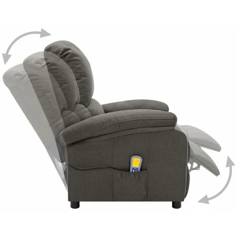 YOUTHUP Fauteuil De Massage Inclinable Gris Foncé Tissu - Gris 5 YOUTHUP Fauteuil De Massage Inclinable Gris Foncé Tissu - Gris – Image 3