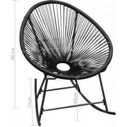 YOUTHUP Chaise à Bascule D'extérieur Noir Résine Tressée - Noir -Pas Cher Fauteuil Magasin 51896619 5