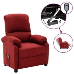 YOUTHUP Fauteuil De Massage Inclinable électrique Bordeaux Tissu - Rouge
