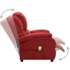 YOUTHUP Fauteuil De Massage Inclinable électrique Bordeaux Tissu - Rouge -Pas Cher Fauteuil Magasin 51897641 3