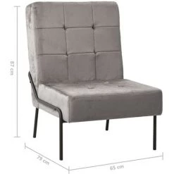 YOUTHUP Chaise De Relaxation 65x79x87 Cm Gris Clair Velours -Pas Cher Fauteuil Magasin 51899652 5