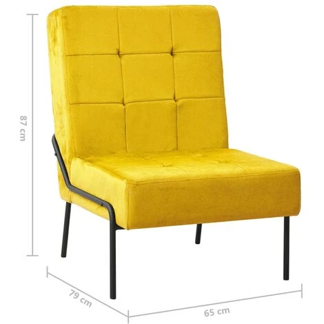 YOUTHUP Chaise De Relaxation 65x79x87 Cm Jaune Moutarde Velours 7 YOUTHUP Chaise De Relaxation 65x79x87 Cm Jaune Moutarde Velours – Image 5