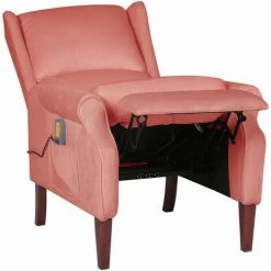 YOUTHUP Fauteuil De Massage Inclinable Rose Velours - Rose -Pas Cher Fauteuil Magasin 51900340 5