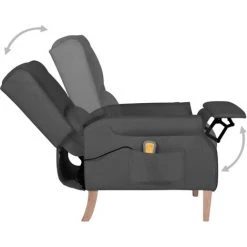 YOUTHUP Fauteuil De Massage Inclinable Gris Foncé Tissu - Gris 11 YOUTHUP Fauteuil De Massage Inclinable Gris Foncé Tissu - Gris -Pas Cher Fauteuil Magasin 51900341 5