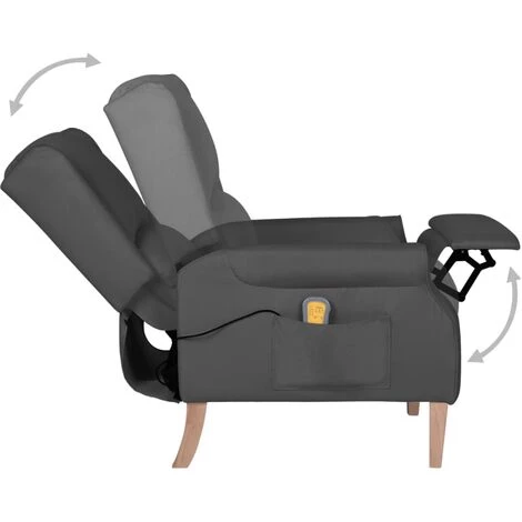 YOUTHUP Fauteuil De Massage Inclinable Gris Foncé Tissu - Gris 7 YOUTHUP Fauteuil De Massage Inclinable Gris Foncé Tissu - Gris – Image 5