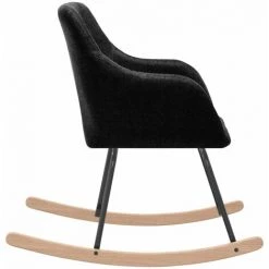 YOUTHUP Chaise à Bascule Noir Tissu - Noir -Pas Cher Fauteuil Magasin 51900342 3
