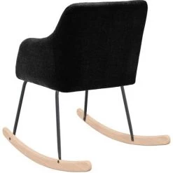 YOUTHUP Chaise à Bascule Noir Tissu - Noir -Pas Cher Fauteuil Magasin 51900342 4