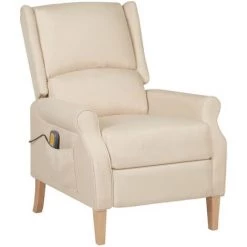 YOUTHUP Fauteuil De Massage Inclinable Crème Tissu - Crème