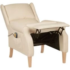 YOUTHUP Fauteuil De Massage Inclinable Crème Tissu - Crème -Pas Cher Fauteuil Magasin 51900345 4