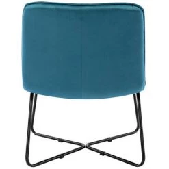MOLOO MOLTO - Fauteuil Vintage Velours Bleu Canard Pieds Métal Noir - Bleu -Pas Cher Fauteuil Magasin 51901295 4