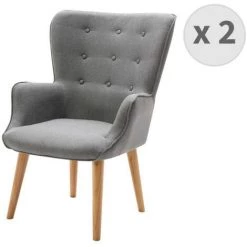 MOLOO SCAND - Fauteuil Scandinave Tissu Gris Pieds Bois(x2) - Gris