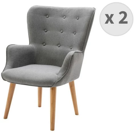 MOLOO SCAND - Fauteuil Scandinave Tissu Gris Pieds Bois(x2) - Gris 3 MOLOO SCAND - Fauteuil Scandinave Tissu Gris Pieds Bois(x2) - Gris
