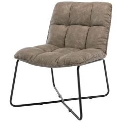 MOLOO MOLTO - Fauteuil Vintage Marron Clair Pieds Métal Noir - Marron